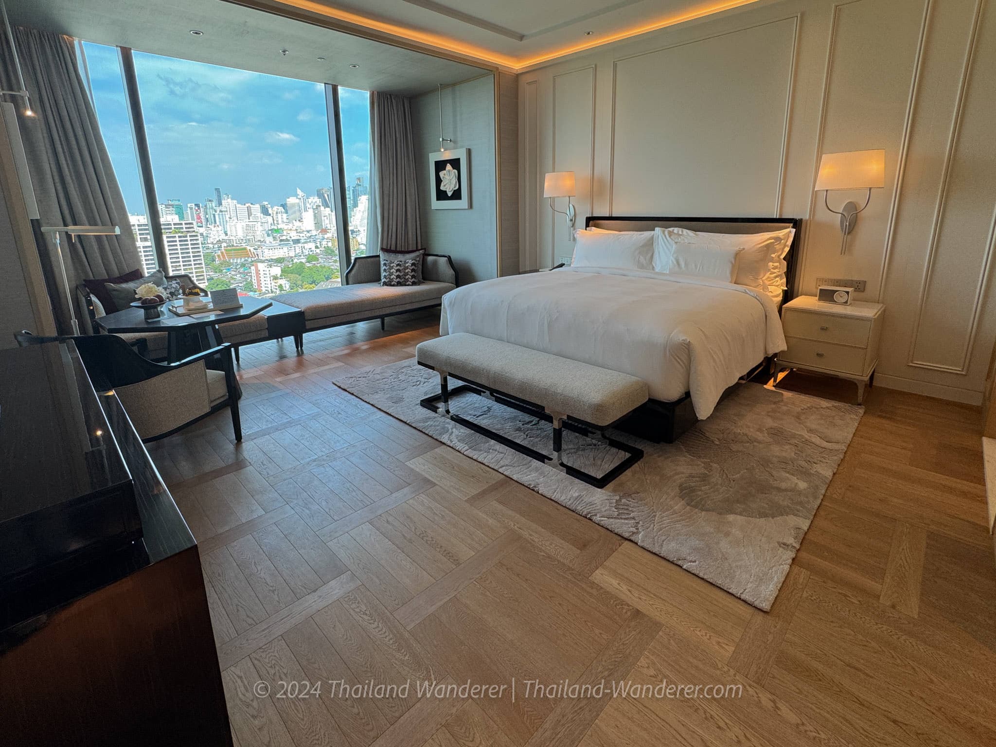 Room interior with modern furnishings at The Ritz-Carlton Bangkok