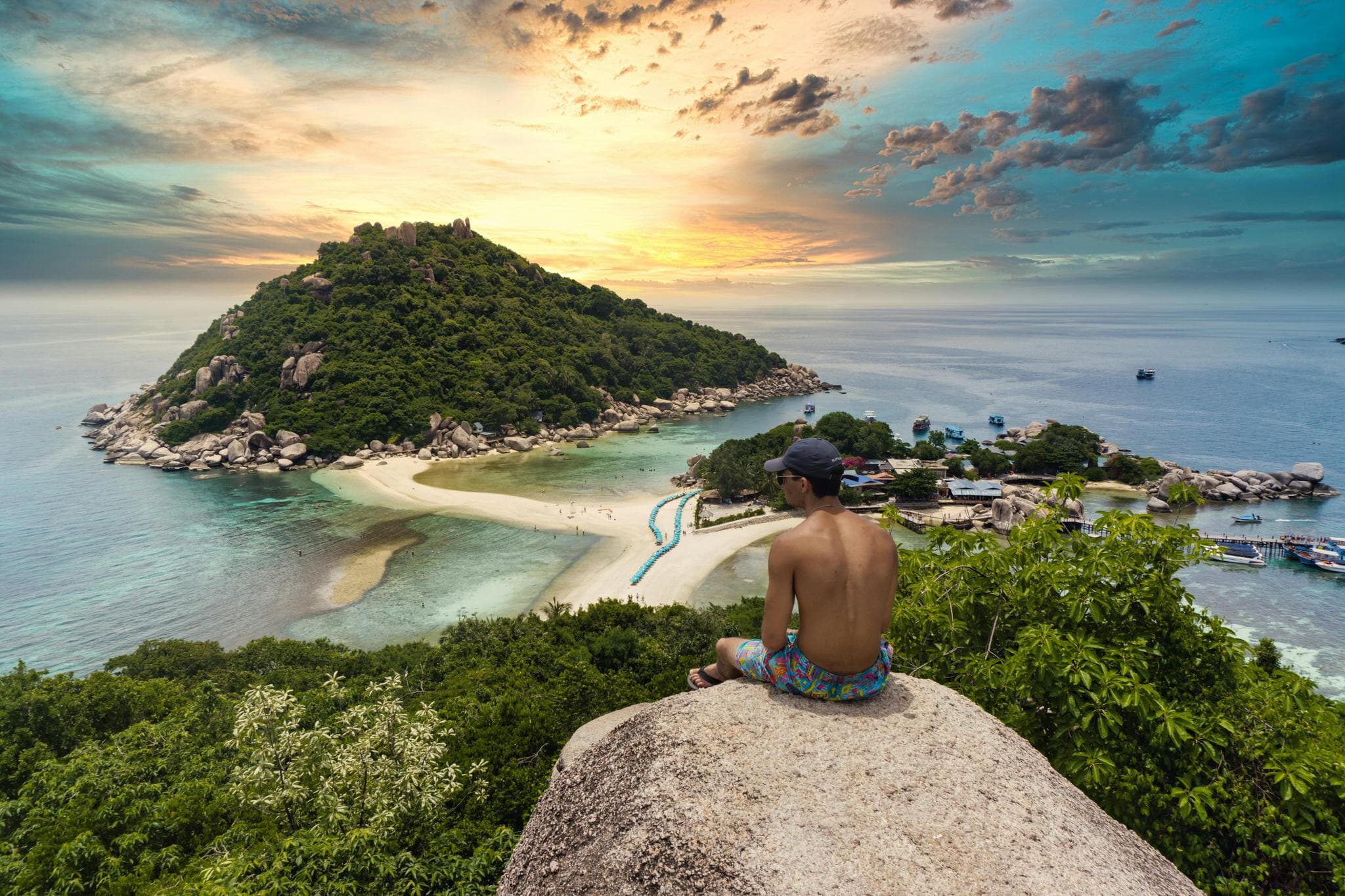 Aerial view of Nang Yuan Island with sandy beaches