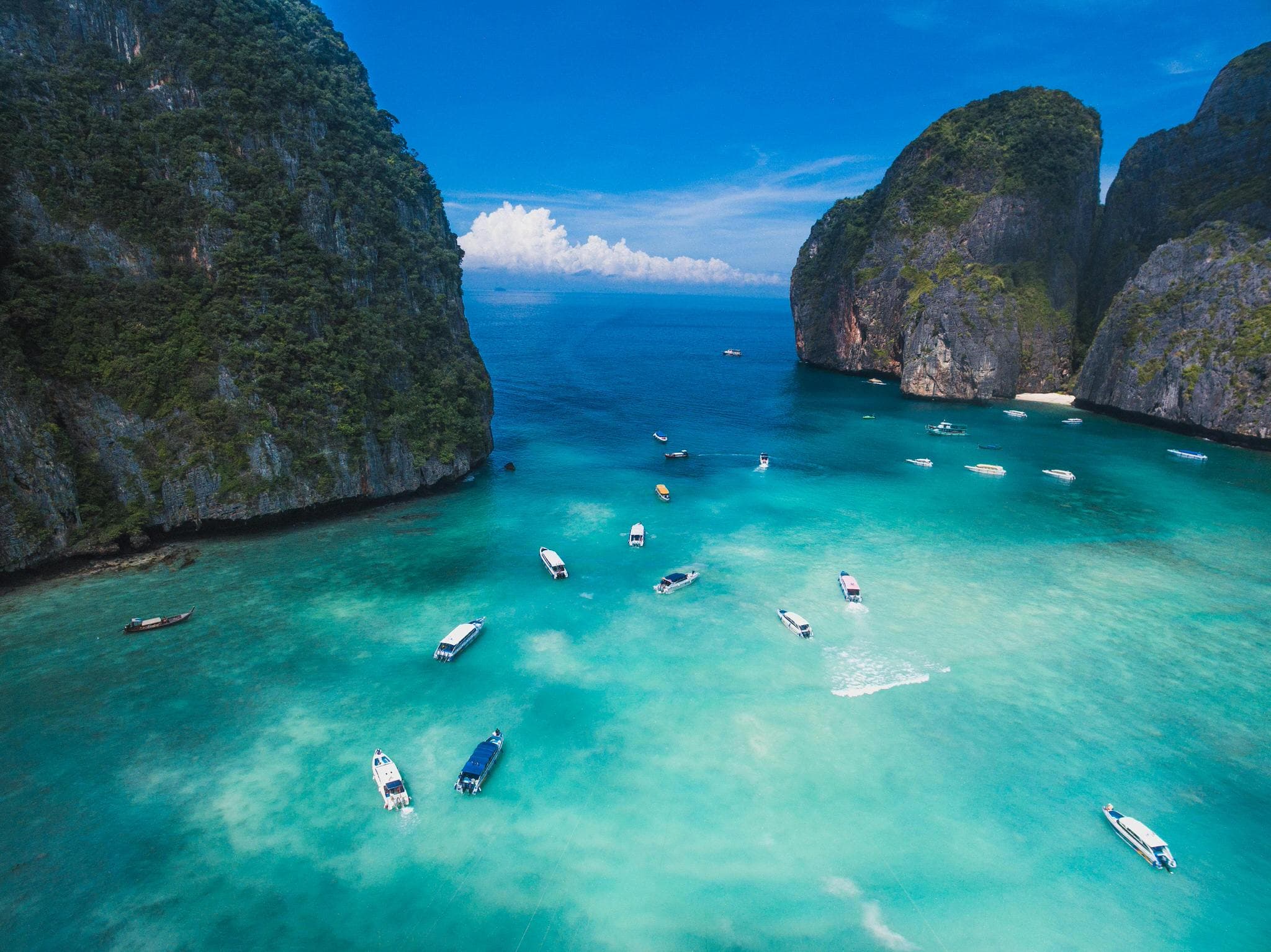 View of Phi Phi Islands with white sandy beaches