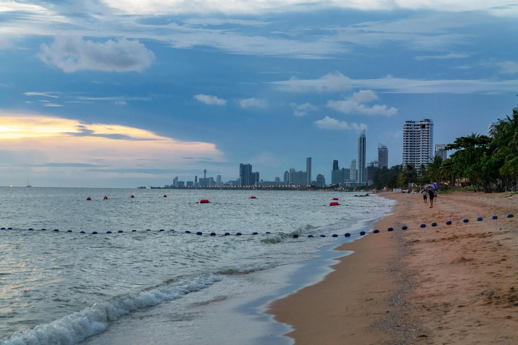 Aerial view of Pattaya's coastline and beaches